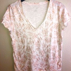 Rose Gold Floral V-Neck Top